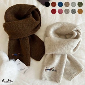 犬刺繍ミディアムニットマフラー カジュアル  秋 冬 【2024AW】 WU1324