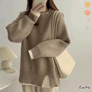 フェイクツーピースセーター  ミドル丈 秋 冬 ニット スリット カジュアル 秋 冬 【2024AW】 EH3291