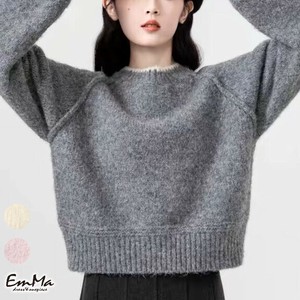 ショート丈セーター 裾リブ カジュアル ルーズ 秋 冬 【2024AW】 EH1522