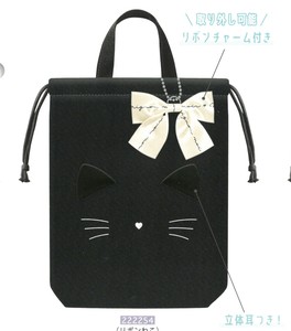 【2024秋冬新作】【新学期】シューズバッグ　リボン付きタイプ　リボンねこ　222254