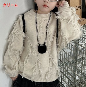 セーター ラウンドネック  無地 ゆったり 快適 秋冬 子供用 ファッション  BQ5859