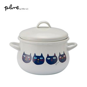 豊琺瑯　Plune.(プルーン)　ホーロー両手鍋16cm　ミミココモモ　PCR-802