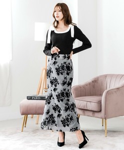 Skirt Flower Flocking Finish Mermaid Skirt