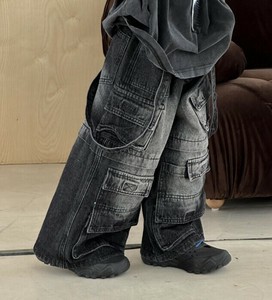 ワイドジーンズ カジュアルパンツ ゆったり 無地 快適 男の子用 ファッション  BQ5866