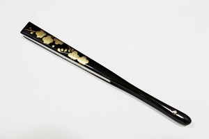 扇子 蒔絵 黒塗 梅　(1174-1000-010)