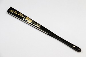 扇子 蒔絵 黒塗 桔梗　(1174-1000-030)