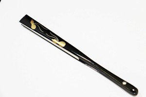 扇子 蒔絵 黒塗 瓢箪　(1174-1000-060)