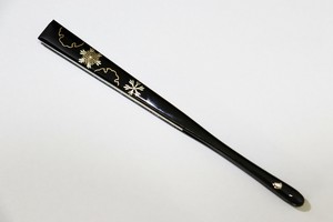 扇子 蒔絵 黒塗 雪輪　(1174-1000-150)