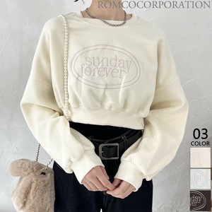 Sweatshirt Sweatshirt Top Embroidered Logo Puff Sleeve Short Length [2024 NEW]
