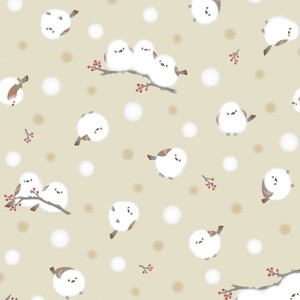 【生地】 【雑貨】【カワイイ】 【シマエナガ】【布】【鳥】【2024年新作】