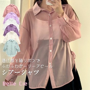 Button Shirt/Blouse Sheer Shirt