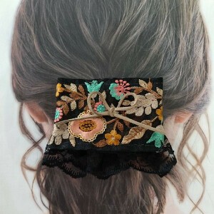 ポニーフック【handmade】インド刺繍リボン