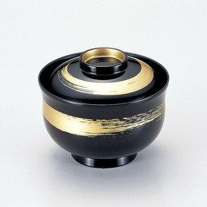 [TA]3.3寸姫小吸椀 黒金一筆つば金　日本製 和食器　耐熱ABS樹脂　食洗器対応