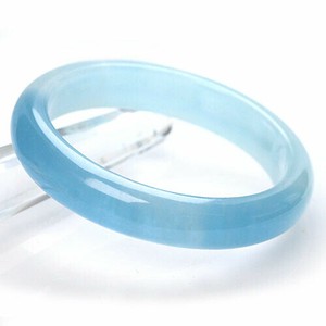 Gemstone Bracelet Aquamarine/Coral Gradation Bangle