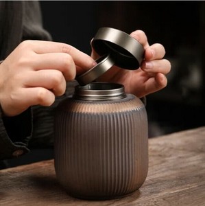 お茶の缶 陶器  茶器   BQ522