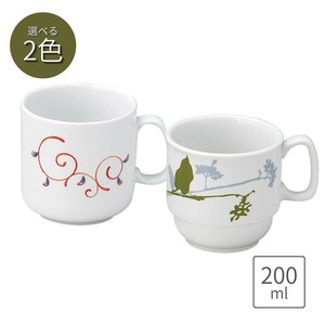 赤絵唐草・ブランチ(緑)スタックマグカップ(強化磁器) 200ml 美濃焼 日本製