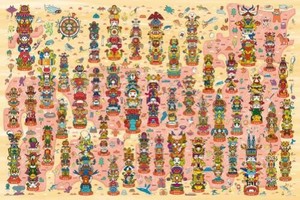 日本製 made in japan ジグソーパズル てんこ盛り！ご当地トーテムポール 10-1393