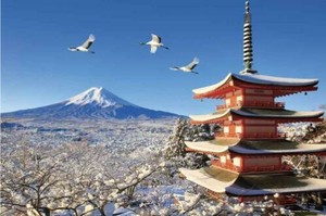 日本製 made in japan ジグソーパズル 鶴舞う冬景色の富士山（山梨） 10-1481