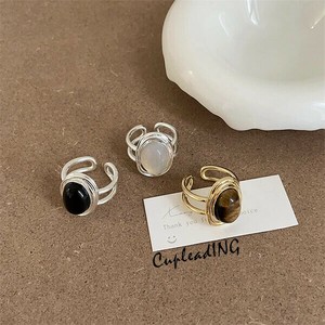 ＜人気商品＞INSスタイル 天然石 気質 リング 指輪 洗練された 二重口リング レトロ 個性 ファッション