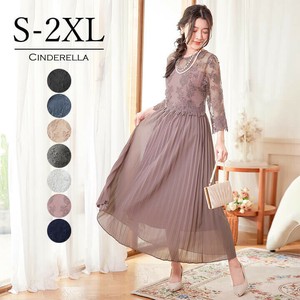 【S-2XL】プリーツスカートの揺れ感が美しいロングドレス
