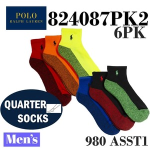 POLO RALPH LAUREN(ポロ ラルフローレン)  6足組(12枚)メンズ クォーターソックス 824087PK2