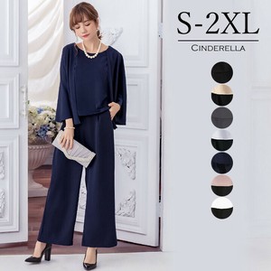 【S-2XL】ケープ付ワイドパンツドレス
