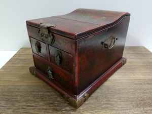 Jewelry Box Red Antique Wooden Jewelry Box