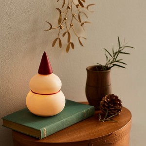 鏡餅のオブジェとしても使える 半磁器のLEDライト 雪だるま(S)