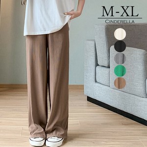 【M-XL】細プリーツ加工でお洒落なセミワイドパンツ