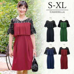 【S-XL】レース五分袖スレンダードレス