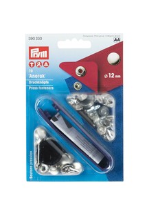 ミササ 脱着しやすいアノラック スナップ 12mm 10組(打ち具・コマ付き) シルバー 390330