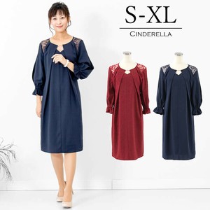 【S-XL】七分袖ミディアムワンピース