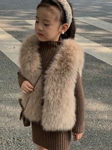 韓国スタイル 2色5サイズ フェイクファー ベスト ふわふわ