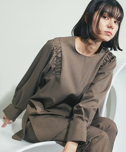 3-Piece Suit Gathered Blouse Tapered Pants Set of 2