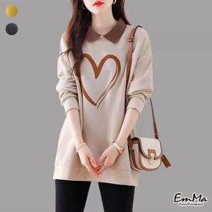 ハートモチーフスウェット 襟付き カジュアル 春 秋 【2024AW】EH3301