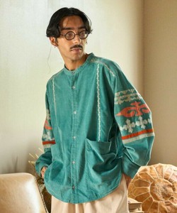 Button Shirt Band-Collar Shirt