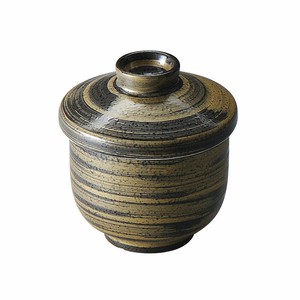 黒結晶金彩刷毛むし碗