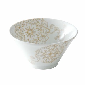 唐花（ベージュ）19cm切立深口丼