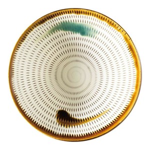 山下工芸 小石原焼7寸皿(トビ)(飴縁内掛) 45025440