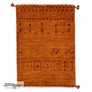 ギャッベ　ペルシャ　イラン　オーガニックウール　絨毯　ラグ　玄関マットL (約60×90cm）61×85cm　G1327