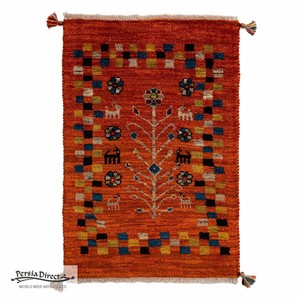 ギャッベ　ペルシャ　イラン　オーガニックウール　絨毯　ラグ　玄関マットL (約60×90cm）57×82cm　G1308