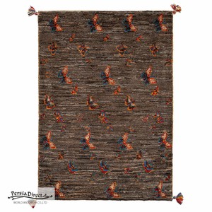 ギャッベ　ペルシャ　イラン　オーガニックウール　絨毯　ラグ　玄関マットL (約60×90cm）64×90cm　G1323