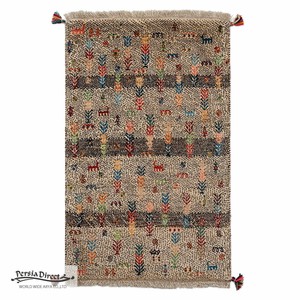 ギャッベ　ペルシャ　イラン　オーガニックウール　絨毯　ラグ　玄関マットL (約60×90cm）59×93cm　G1320