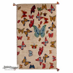 ギャッベ　ペルシャ　イラン　オーガニックウール　絨毯　ラグ 玄関マットL (約60×90cm）63×102cm G1316