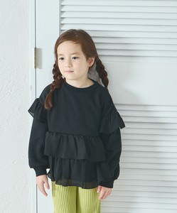 裏起毛 異素材フリル プルオーバー