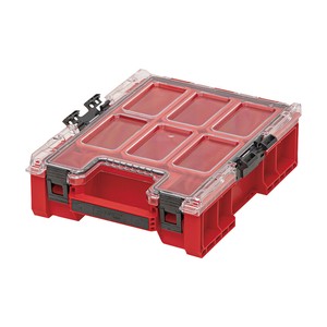 QBRICKｷｭ-ﾌﾞﾘｯｸ 4L 工具収納ｹ-ｽ ﾂ-ﾙｵ-ｶﾞﾅｲｻﾞ- 特別ﾛｯｸ機能付き蓋 落下防止 ﾚｯﾄﾞ