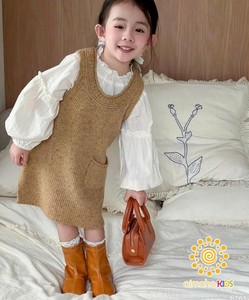 《 aimoha KIDS 》ワンピースとブラウスの2点セット ニット キッズ 女の子 長袖 子供 フリル