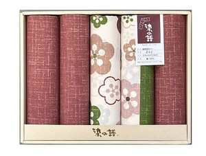 豊泉産業　ギフト箱入　染の譜座布団カバー5枚セット(花小紋)　エンジ