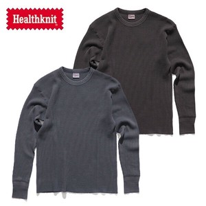 ヘルスニット【Healthknit】メンズ サーマルキングワッフル ピグメント 染め クルーネック ロンT 長袖