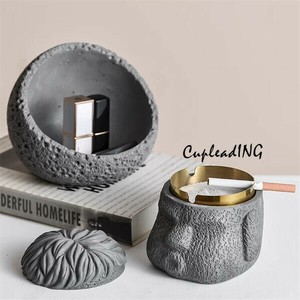 ＜人気商品＞INSスタイル 灰皿 家庭用 おしゃれな リビングルーム セメント煙突 飛灰防止 蓋付き 置物
